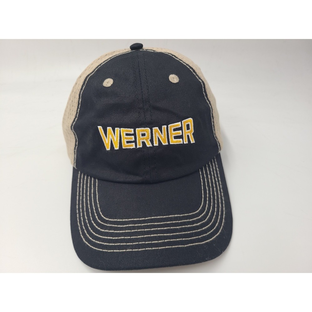 Werner Trucking Enterprises Drive Mesh Trucker Adjustable Hat Cap Black Beige